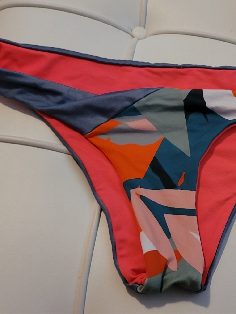 NWOT Maaji Multicolor Abstract Print Bikini Bottoms - Coral, Teal, Orange, Pink